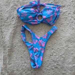 Blue and Pink Floral women Swimwear Set